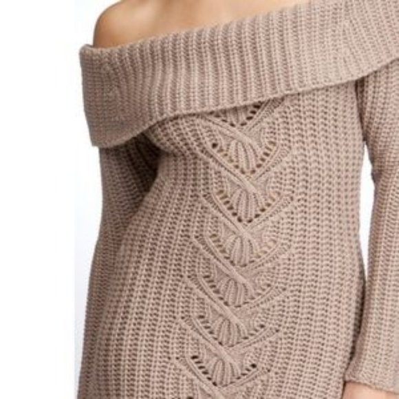 COPY - NWT BEBE BEIGE OFF-THE-SHOULDER COWL SWEATER S - Picture 5 of 5